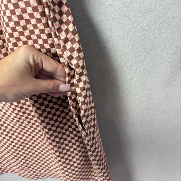 Levi's Womens Mini Dress Square Neck Cotton Pink Checkered Casual Size L - Picture 4 of 13